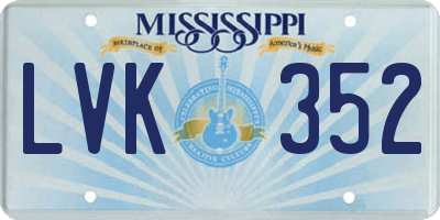 MS license plate LVK352