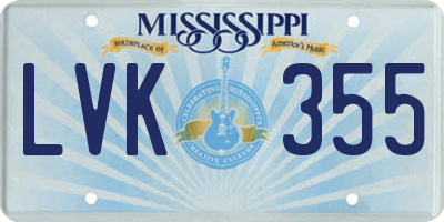 MS license plate LVK355