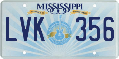 MS license plate LVK356