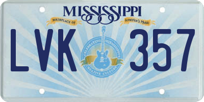 MS license plate LVK357