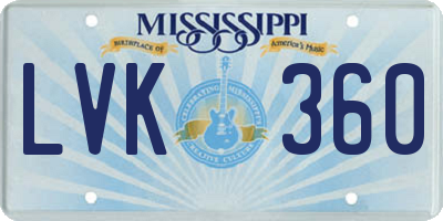 MS license plate LVK360