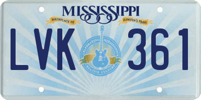 MS license plate LVK361
