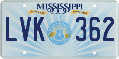 MS license plate LVK362