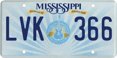 MS license plate LVK366