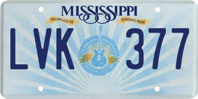 MS license plate LVK377
