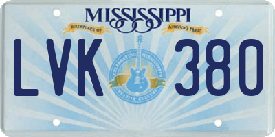 MS license plate LVK380