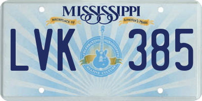 MS license plate LVK385