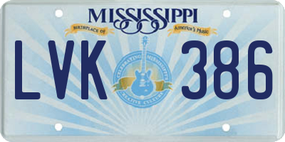 MS license plate LVK386