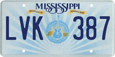MS license plate LVK387