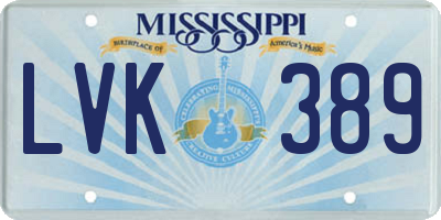 MS license plate LVK389