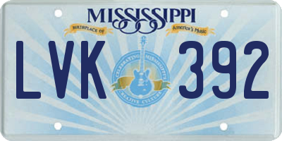 MS license plate LVK392