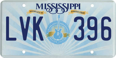 MS license plate LVK396