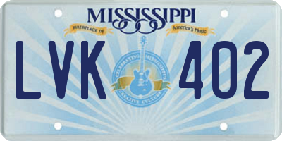 MS license plate LVK402