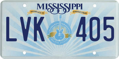MS license plate LVK405
