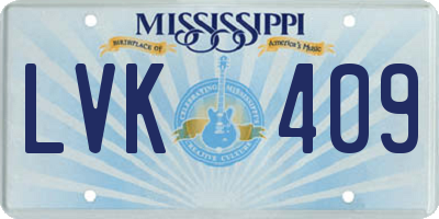 MS license plate LVK409