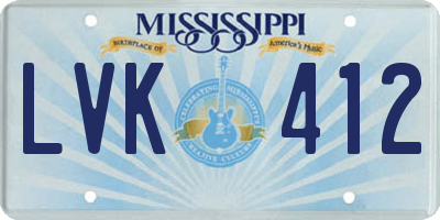 MS license plate LVK412