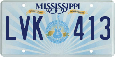 MS license plate LVK413