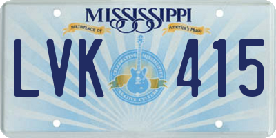 MS license plate LVK415