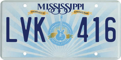 MS license plate LVK416