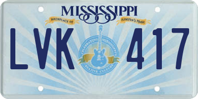 MS license plate LVK417