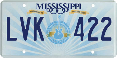 MS license plate LVK422