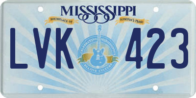 MS license plate LVK423