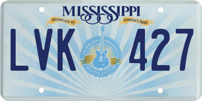 MS license plate LVK427