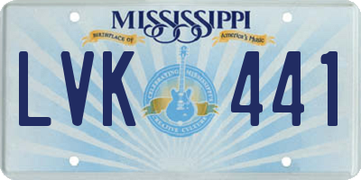 MS license plate LVK441
