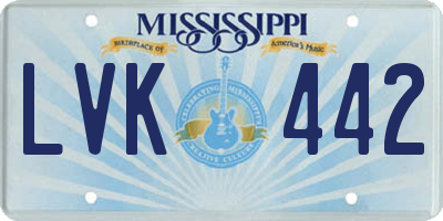 MS license plate LVK442