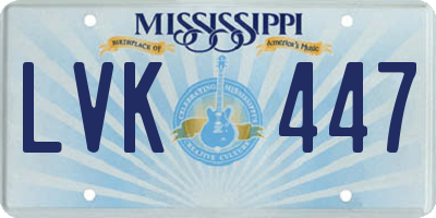 MS license plate LVK447