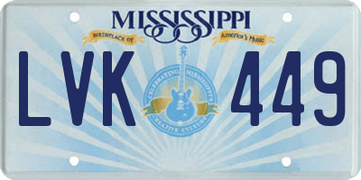 MS license plate LVK449
