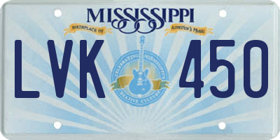 MS license plate LVK450