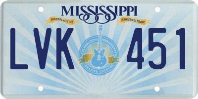 MS license plate LVK451