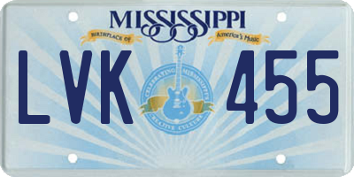 MS license plate LVK455