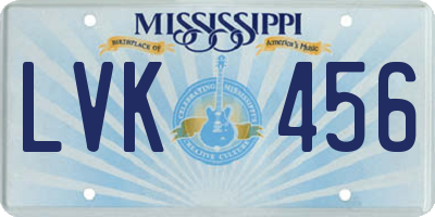 MS license plate LVK456