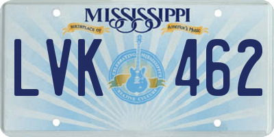 MS license plate LVK462
