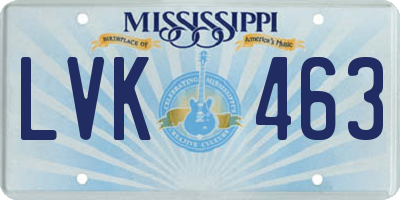 MS license plate LVK463