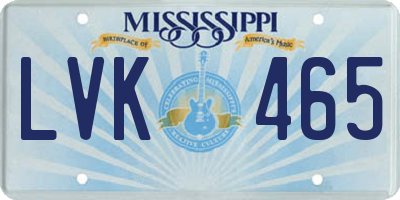 MS license plate LVK465