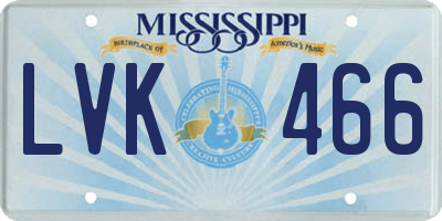MS license plate LVK466