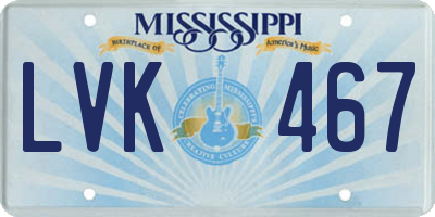 MS license plate LVK467