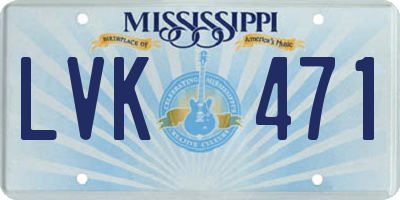 MS license plate LVK471