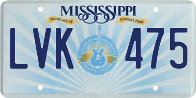 MS license plate LVK475