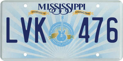 MS license plate LVK476