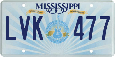 MS license plate LVK477