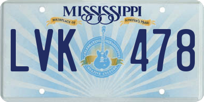 MS license plate LVK478