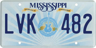 MS license plate LVK482