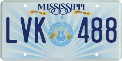 MS license plate LVK488