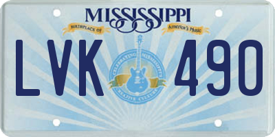 MS license plate LVK490