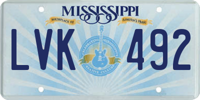 MS license plate LVK492