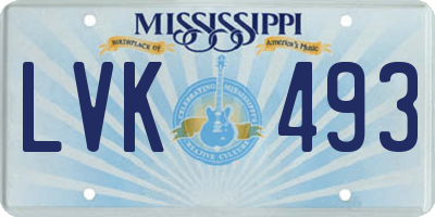 MS license plate LVK493